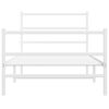 vidaXL Bed Frame White Powder-coated steel Twin Bed Frame Rectangular