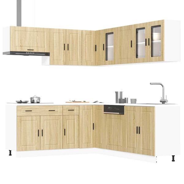 vidaXL Kitchen Cabinet Set Sonoma oak Engineered wood, glass Large