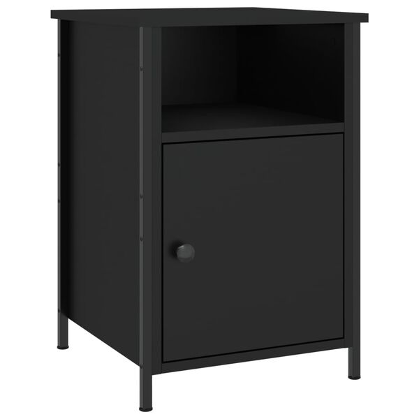 vidaXL Bedside Cabinet Black Engineered wood, Iron Medium
