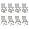 vidaXL Patio Reclining Chairs with Cushions 8 pcs Gray Acacia Wood