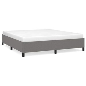 vidaXL Bed Frame Dark Gray Polyester, Plywood, Engineered Wood