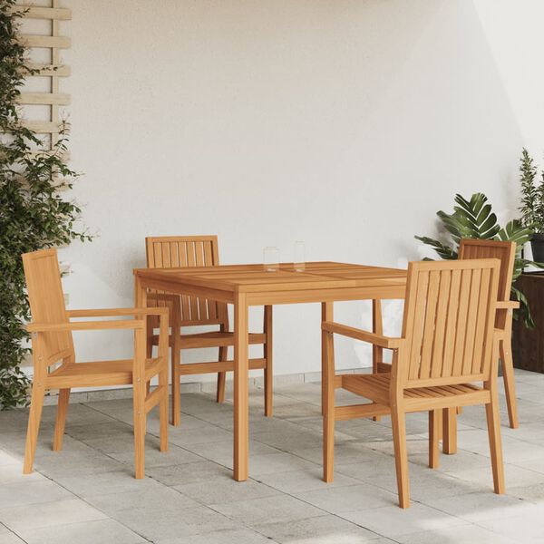 vidaXL 5 Piece Patio Dining Set Solid Wood Teak