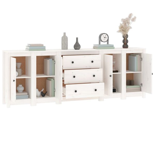vidaXL Sideboard White Solid pine wood Large Sideboard Rectangular