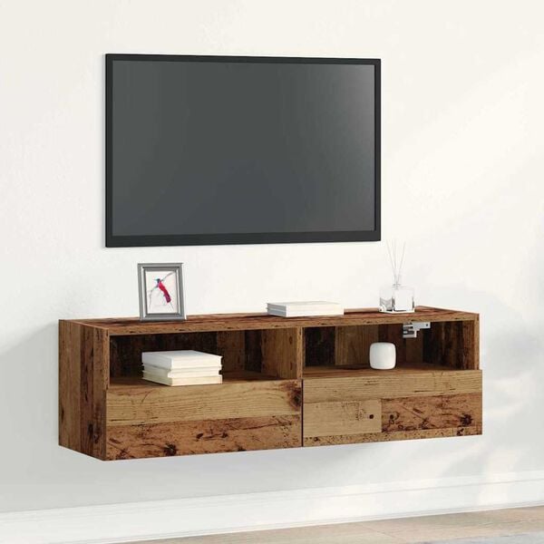 vidaXL TV Wall Cabinet Wall-mounted Old wood 39.37 x 11.81 x 11.81 in