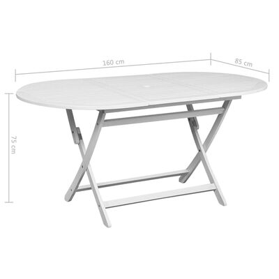 vidaXL Patio Table White 63"x33.5"x29.5" Solid Acacia Wood