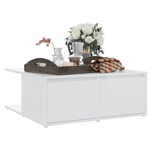 vidaXL Coffee Table High gloss white Engineered wood 31.5x31.5x12.2 in