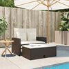 vidaXL Patio Sofa with Cushions 2-Seater Brown Poly Rattan