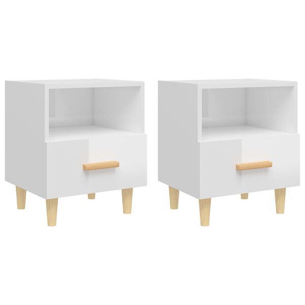 vidaXL Bedside Cabinet Set of 2 High gloss white