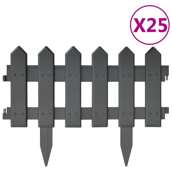 vidaXL Lawn Edgings 25 pcs Anthracite 32.8' Polypropylene