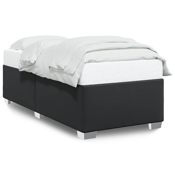 vidaXL Bed Frame Black Faux leather, engineered wood Twin Modern
