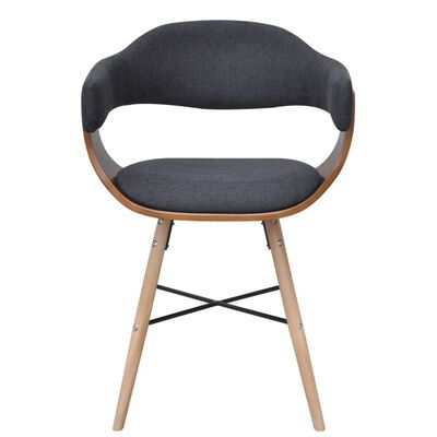 vidaXL Dining Chairs 6 pcs Dark Gray Bent Wood and Fabric