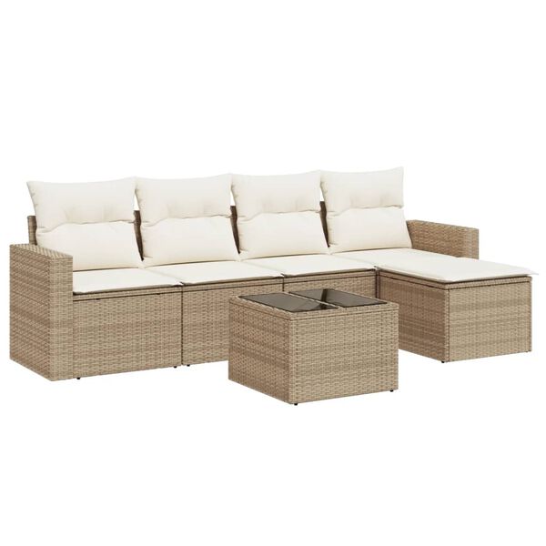 vidaXL Garden Sofa Set Beige, Cream White