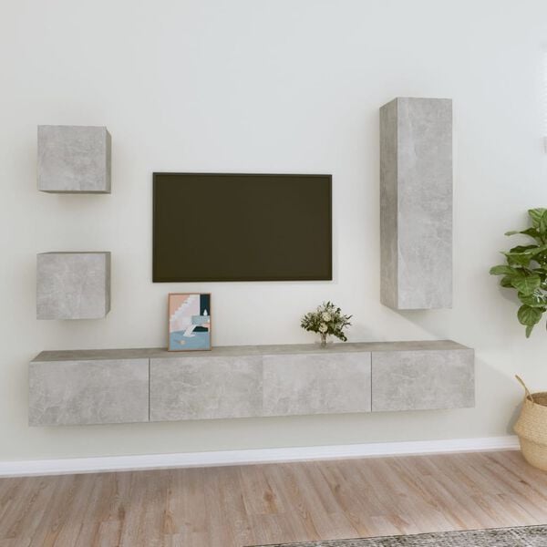 vidaXL TV Cabinet Set Set of 5 Concrete Grey Engineered Wood