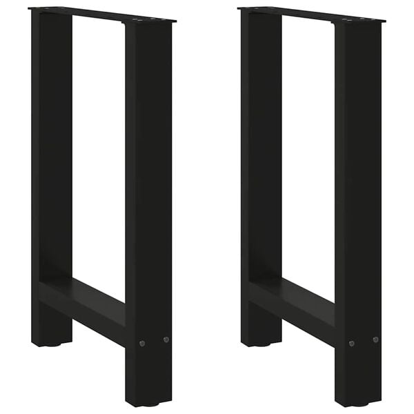 vidaXL Coffee Table Leg Set of 2 Black Powder-coated steel Medium