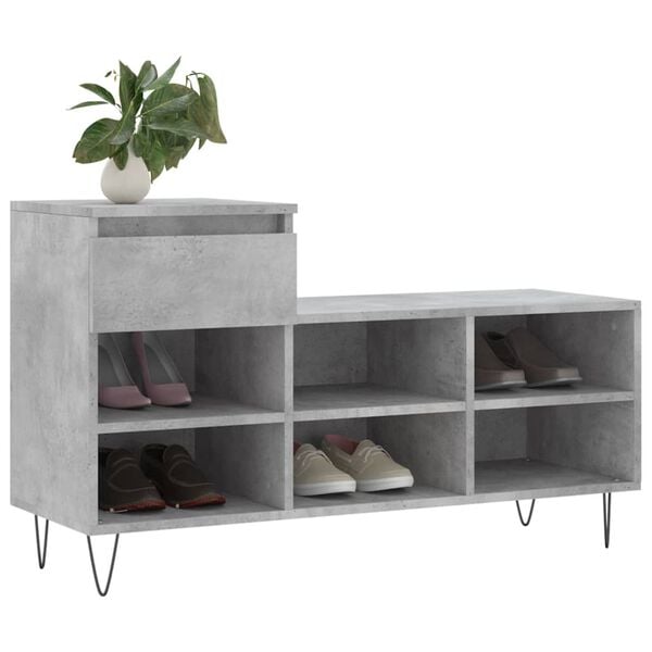 vidaXL Shoe Cabinet Concrete grey Engineered wood Medium Shoe Cabinet