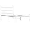 vidaXL Bed Frame White Powder-Coated Steel Single Bed Frame