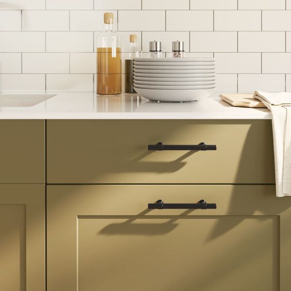 vidaXL Cabinet Handle Set of 10 Black Stainless Steel 5.9 In Length