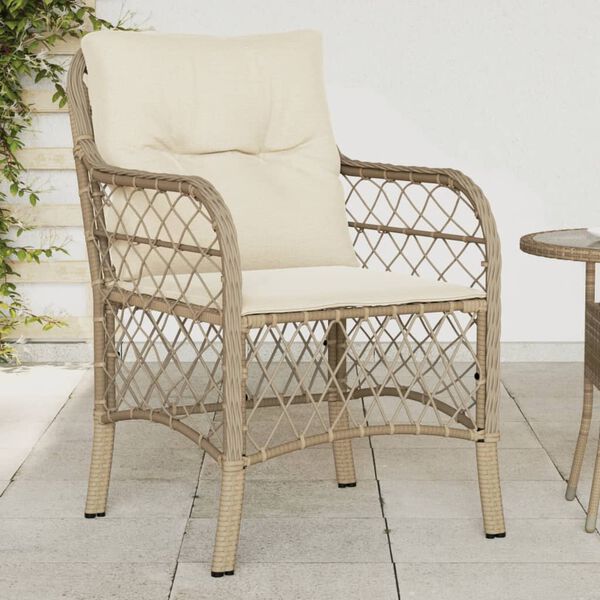 vidaXL Garden Chair Set of 2 Beige Poly Rattan Standard