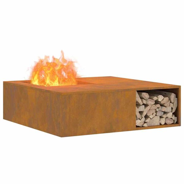 vidaXL Fire Pit Brown 39.4" x 39.4" x 11.8" Weathering steel