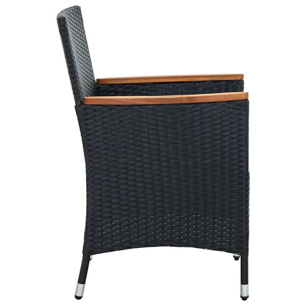 vidaXL Outdoor Chair Set of 4 Black Poly rattan Standard Ergonomic