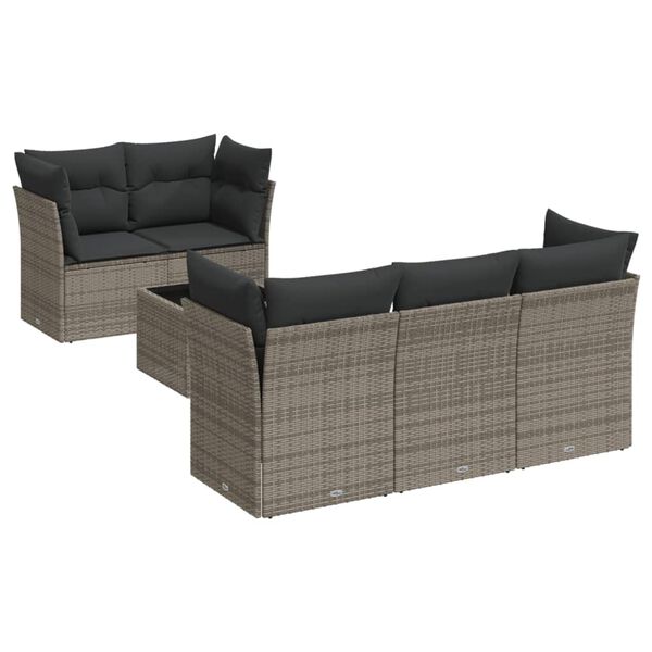 vidaXL Garden Sofa Set Grey Polyethylene Rattan 6 Piece Set