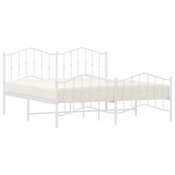 vidaXL Bed Frame White Powder-Coated Steel 72 x 84 in Bed Frame