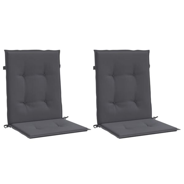 vidaXL Lowback Chair Cushion Set of 2 Anthracite