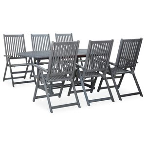 vidaXL Garden Dining Set Grey Solid Acacia wood Extendable Extendable