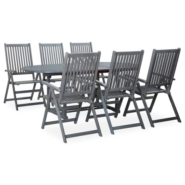 vidaXL Garden Dining Set Grey Solid Acacia wood Extendable Extendable