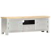 vidaXL TV Cabinet Silver and brown Solid mango wood, aluminum 47.2 in wide