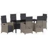 vidaXL Garden Dining Set with Cushion 7 pcs Grey Poly Rattan