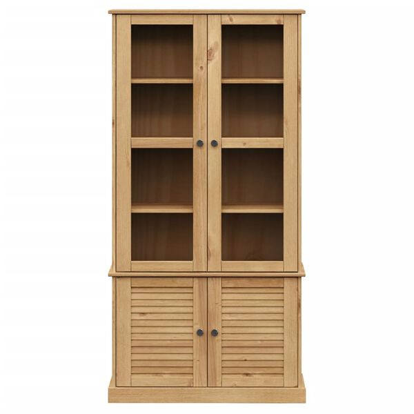 vidaXL Glass Display Cabinet Honey wood tone