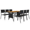 vidaXL Outdoor Dining Set Black PE rattan, steel, solid acacia wood