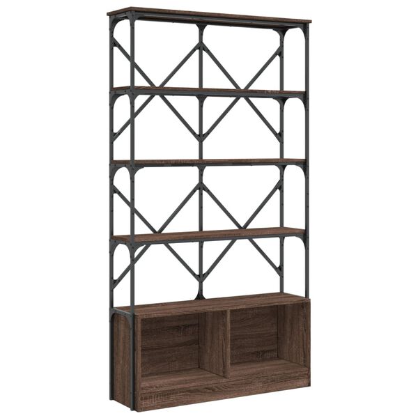 vidaXL Bookcase Brown Oak Engineered Wood and Metal Large