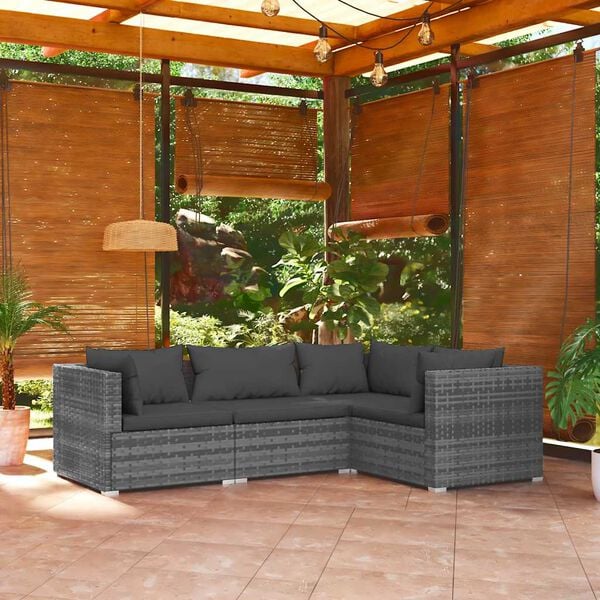 vidaXL Garden Lounge Set Grey PE rattan Large Modular