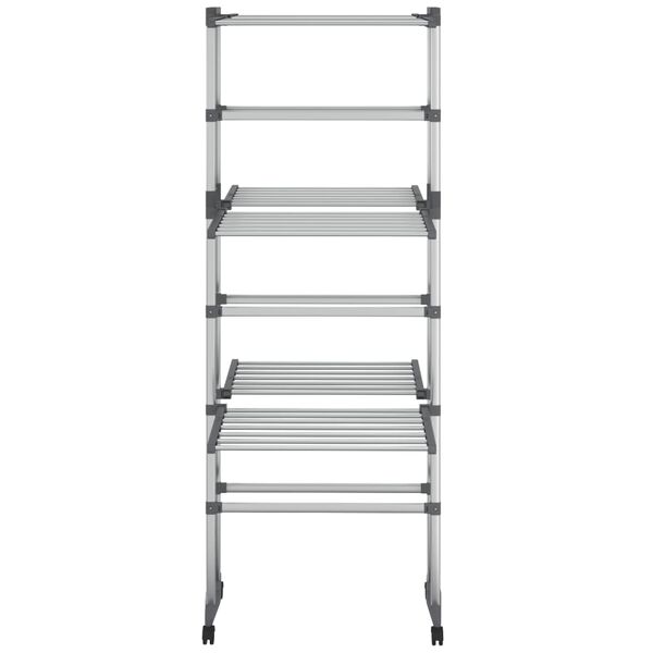 vidaXL 3-Tier Laundry Drying Rack with Wheels Silver 23.6"x27.6"x50.8"