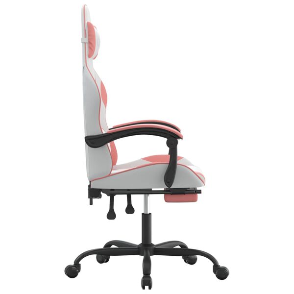 vidaXL Gaming Chair White and Pink Faux leather, metal, plywood Standard