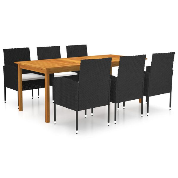 vidaXL Garden Dining Set Black Solid Acacia wood Standard Seats Many