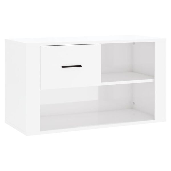 vidaXL Shoe Cabinet High Gloss White Engineered Wood Medium Shoe Cabinet