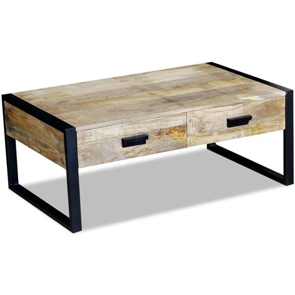 vidaXL Coffee Table Solid mango wood, Iron 39.4 x 23.6 x 15.7 in