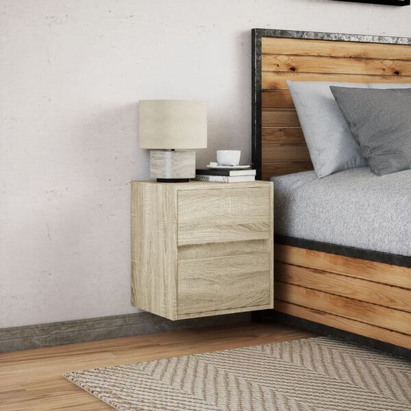 vidaXL Wall-mounted Bedside Cabinet Sonoma Oak Engineered Wood Compact