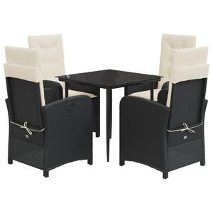 vidaXL Patio Dining Set Set of 4 Black Poly Rattan Medium