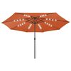 vidaXL Garden Parasol with LED Lights and Metal Pole 157.5" Terracotta