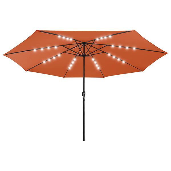 vidaXL Garden Parasol with LED Lights and Metal Pole 157.5" Terracotta
