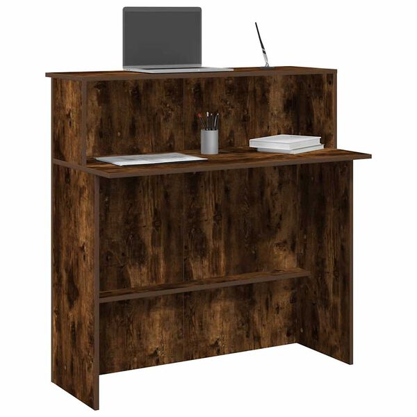 vidaXL Reception Desk Smoked oak Engineered wood 39.4x19.7x40.7 in