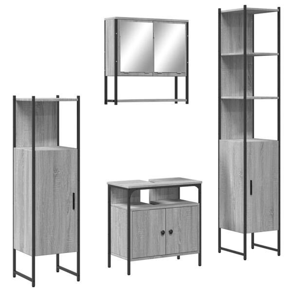 vidaXL Bathroom Furniture Set Grey Sonoma