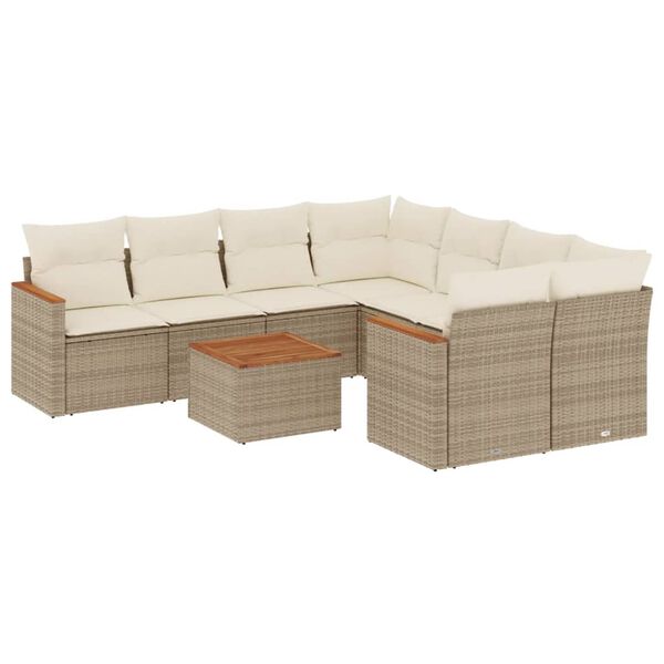 vidaXL Garden Sofa Set Beige PE Rattan Large Durable Garden Sofa Set