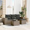 vidaXL Garden Sofa Set Grey PE rattan, Powder-coated steel, Tempered glass