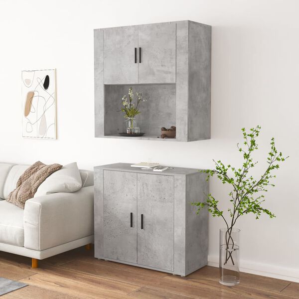 vidaXL Highboard Concrete Gray Engineered wood Large Highboard