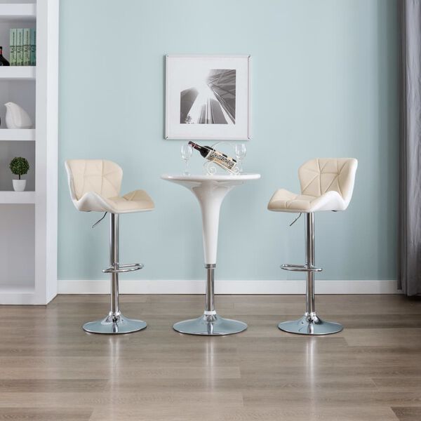 vidaXL Bar Stools 2 pcs Cream Faux Leather